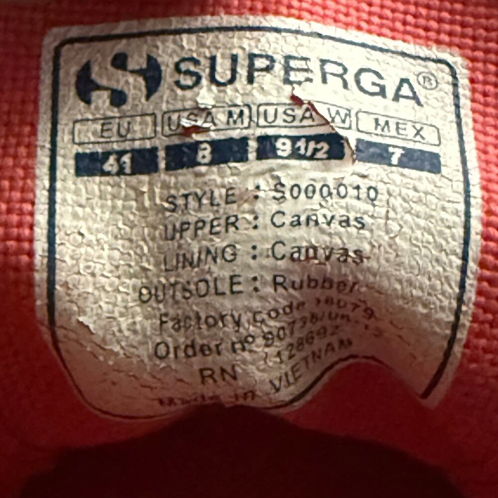 Superga Anthropologie Canvas Sneaker Lace Up Shoes Light Pink Red Women's 9.5 - Picture 8 of 10